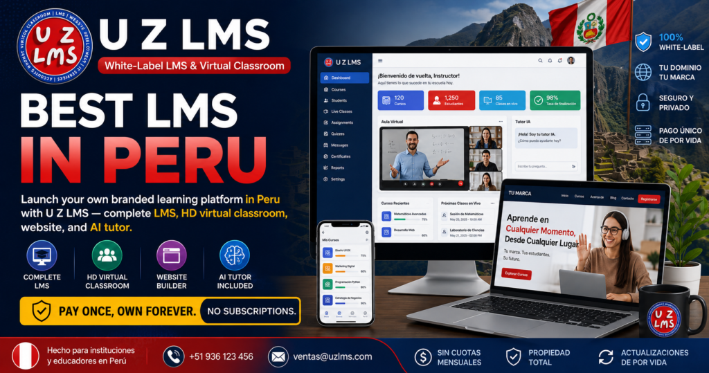 Best LMS in Peru dashboard showing online classroom features